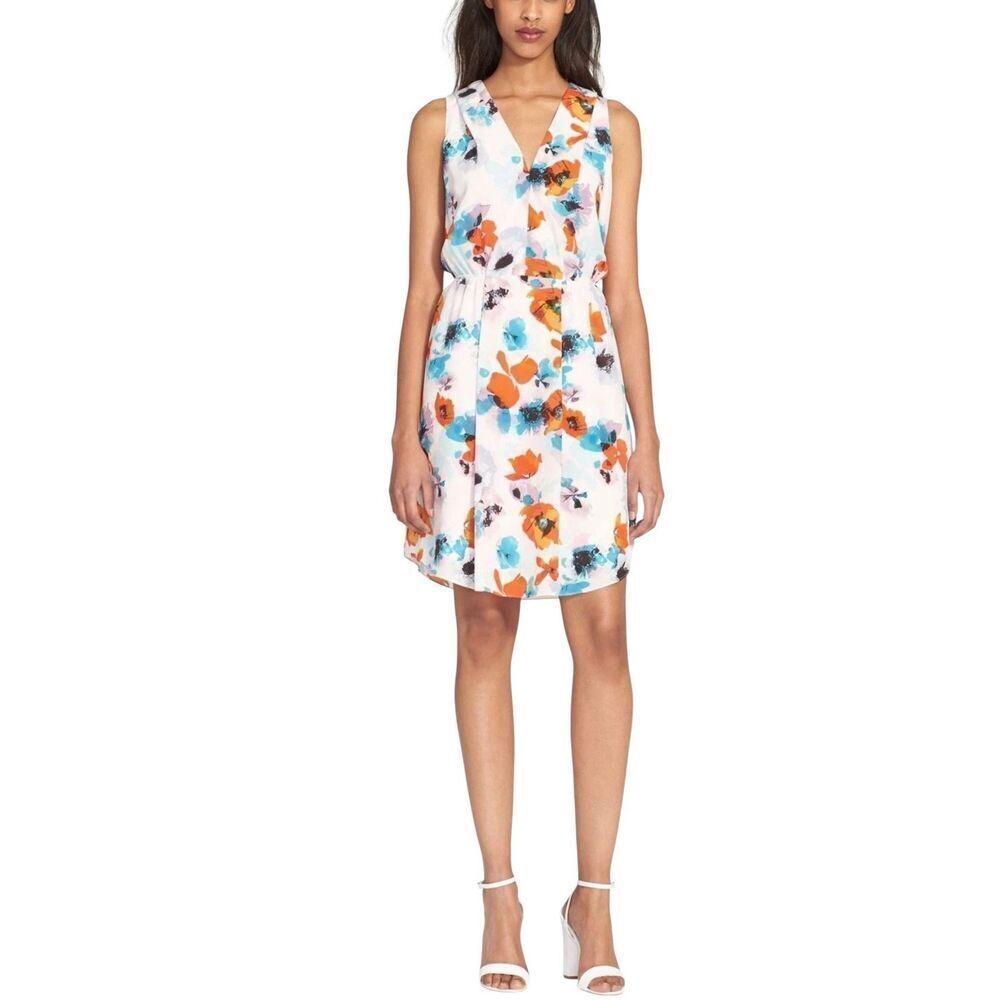 NWOT Rebecca Taylor White Floral 100% Silk Dress Size 4